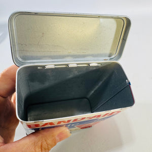 Vintage Band-Aid Metal Tin, 1970s Johnson & Johnson Plastic Strips 70 Bandage Value Pack, Empty Medical Advertising Box