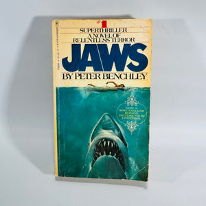 Jaws — Peter Benchley (Vintage Bantam Paperback) — Classic Shark Thriller Novel — Movie Tie-In Cover