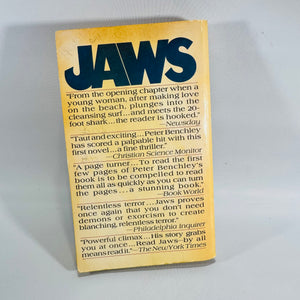Jaws — Peter Benchley (Vintage Bantam Paperback) — Classic Shark Thriller Novel — Movie Tie-In Cover