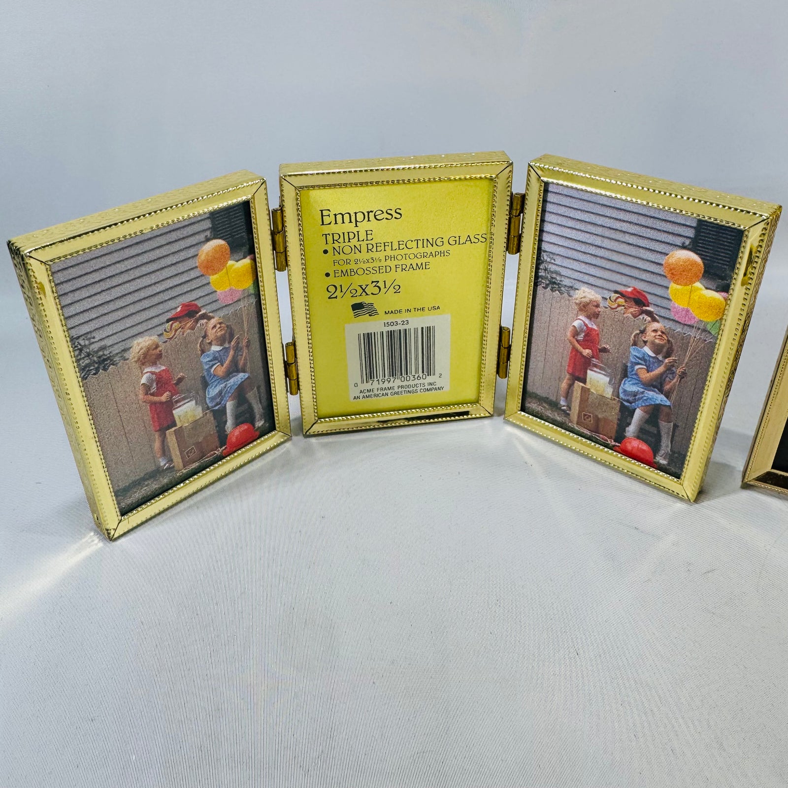 Vintage Gold Picture Frame Bundle, Empress Triple Folding Wallet Photo Frame and Single Tabletop Frame