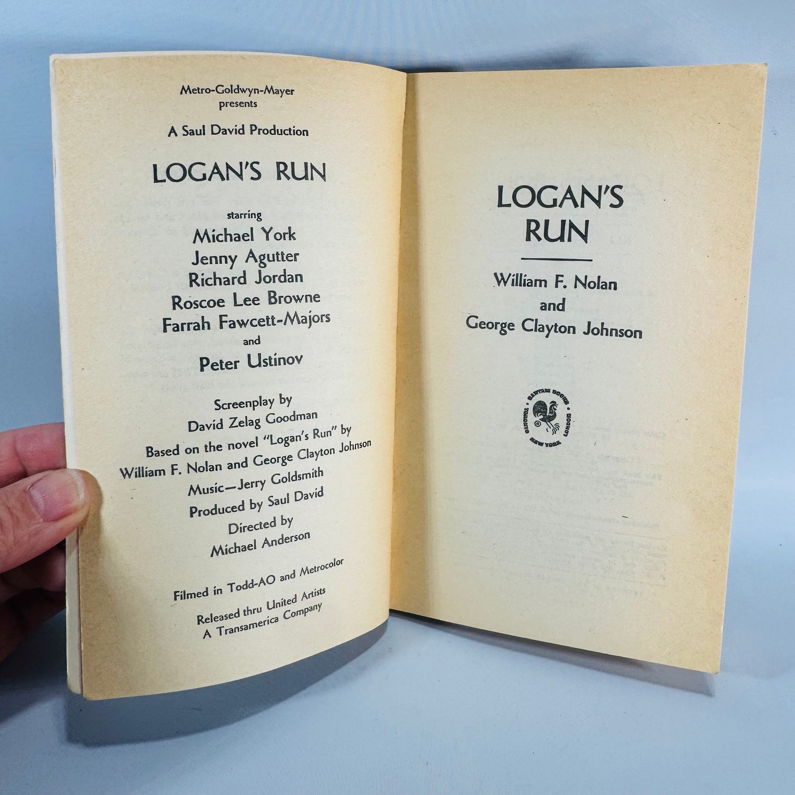 Logan’s Run — William F. Nolan & George Clayton Johnson (Vintage Sci-Fi Paperback) — MGM Film Tie-In — 148 pp — 23rd Century Dystopia