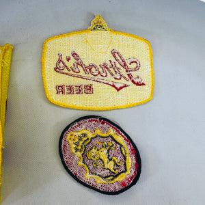 Vintage Stroh’s Beer Patch Bundle, 3 Embroidered Employee Uniform Patches, Large Jacket Back Patch and Crest Badges