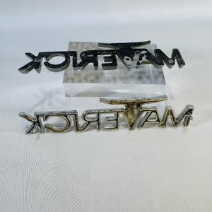 Vintage Ford Maverick Fender Emblem Pair, 1970–74 Chrome Longhorn Badges, Original Used Parts