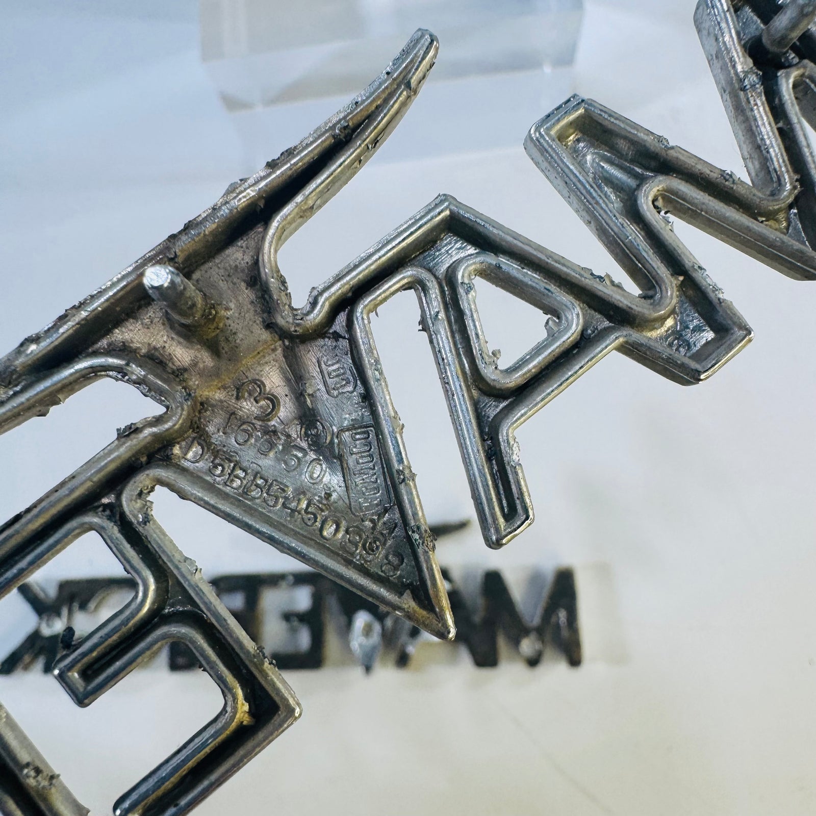 Vintage Ford Maverick Fender Emblem Pair, 1970–74 Chrome Longhorn Badges, Original Used Parts
