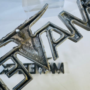 Vintage Ford Maverick Fender Emblem Pair, 1970–74 Chrome Longhorn Badges, Original Used Parts