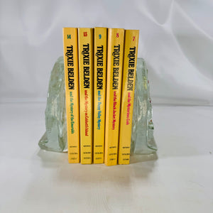 Blenko Glass Sailing Ship Bookends Clear Glass 1970s  Blenko Glass Company Mid-Century Design