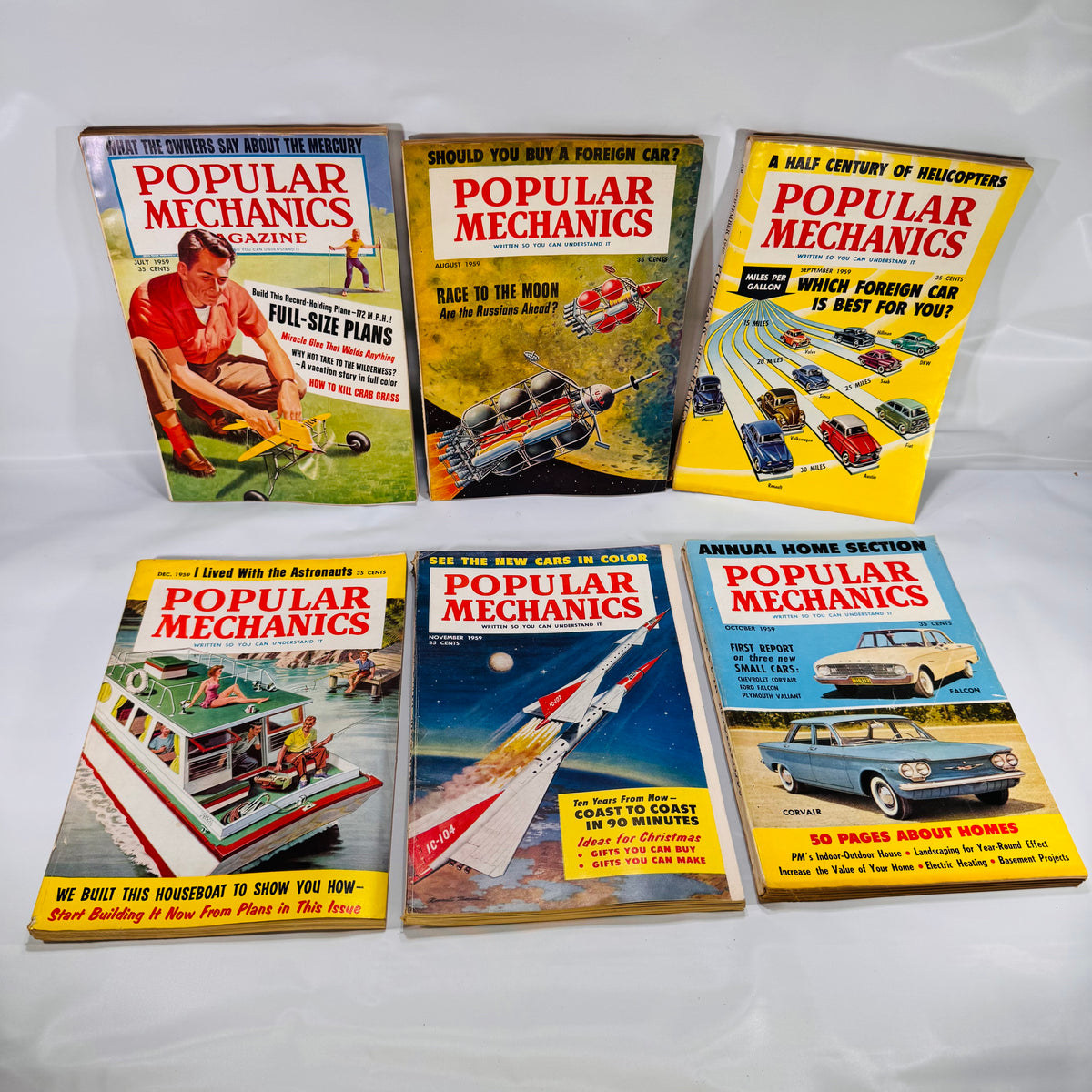 Popular Mechanics Magazine Run – July to December 1959 (6 Consecutive Issues)