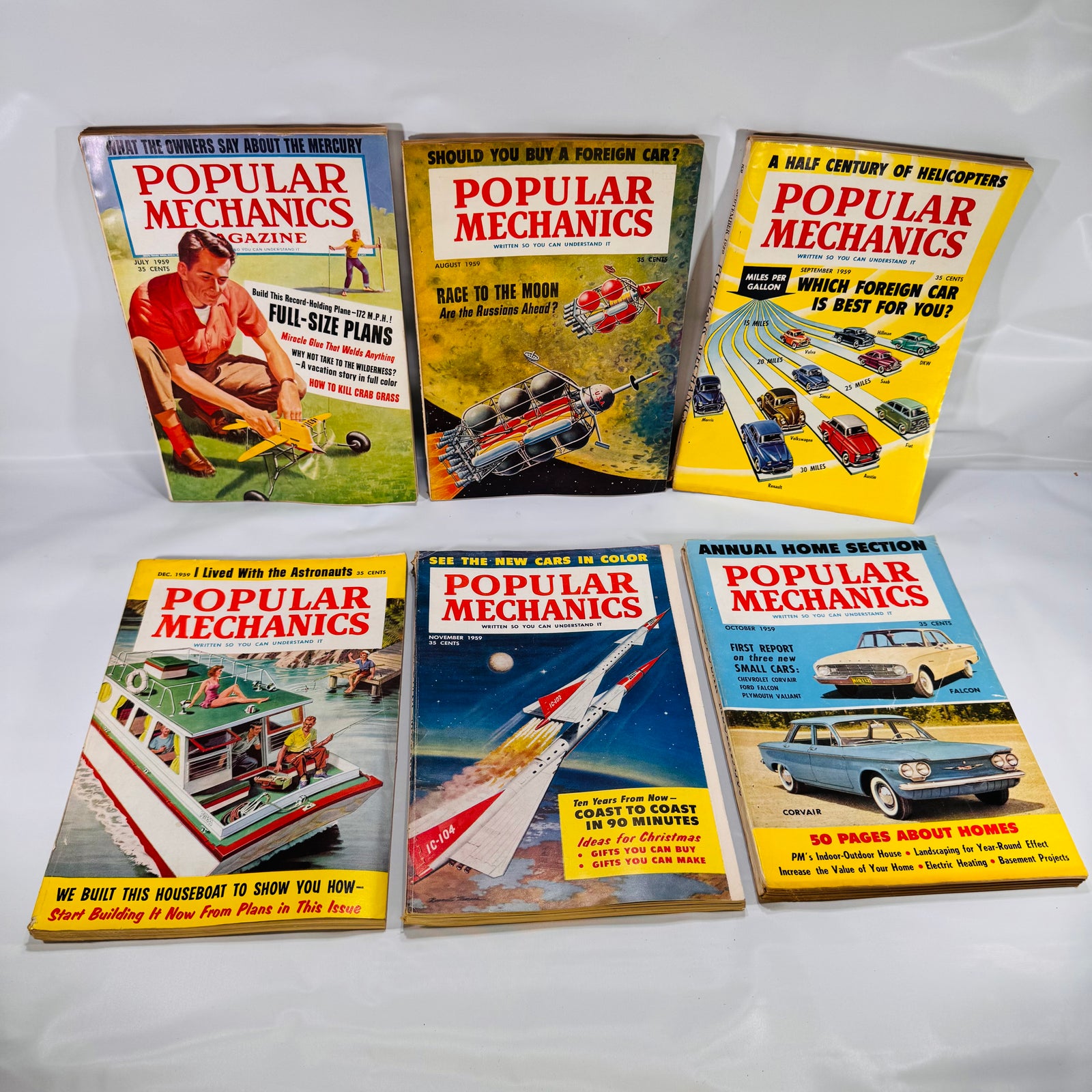 Popular Mechanics Magazine Run – July to December 1959 (6 Consecutive Issues)