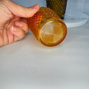 Bundle of 3 Vintage Hobnail Glass Votive Holders – Amber & Clear (2.5” x 2”)