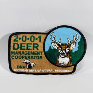 Michigan DNR Patch Set (2) – 2001 Deer Management Cooperator + Michigan Safe Hunter DNR