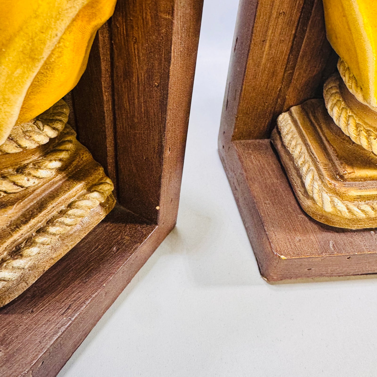 Vintage Fisherman Bookends Pair Old Salt Sea Captain Chalkware Yellow Raincoat Nautical Decor Bundle