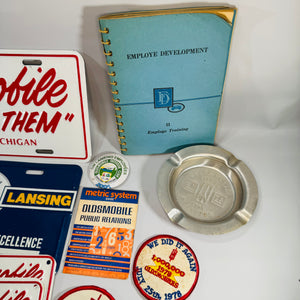 Vintage Oldsmobile Lansing GM Memorabilia Bundle Lot (GM 75 Ashtray + Plates)