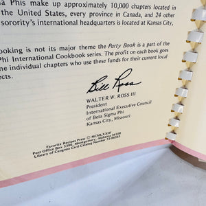 1973 Beta Sigma Phi International Party Book Vintage Spiral Party Planning and Entertaining Guide
