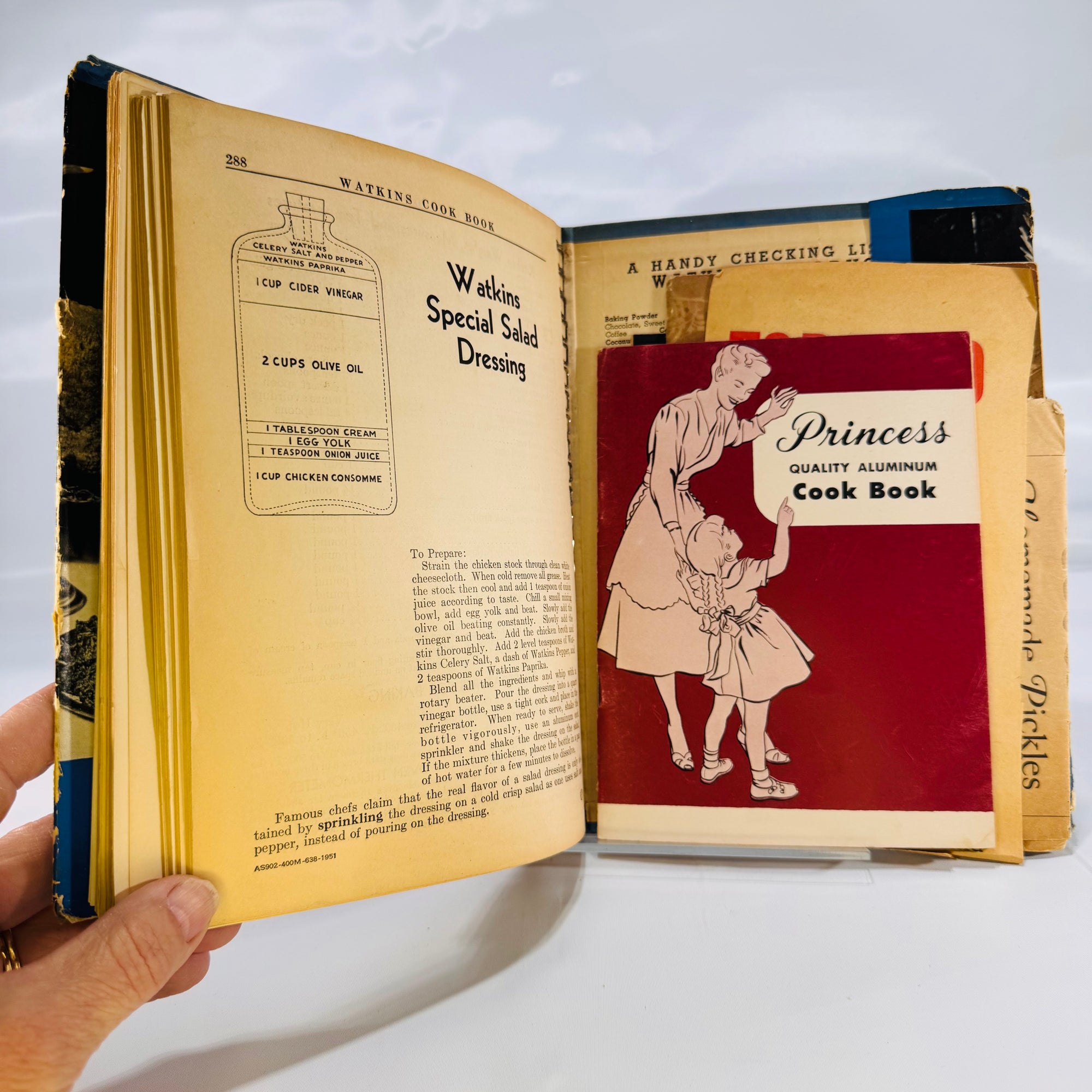 Watkins Cook Book by the J.R. Watkins Company 1938 Blue Spiral Bound with Dust Jacket