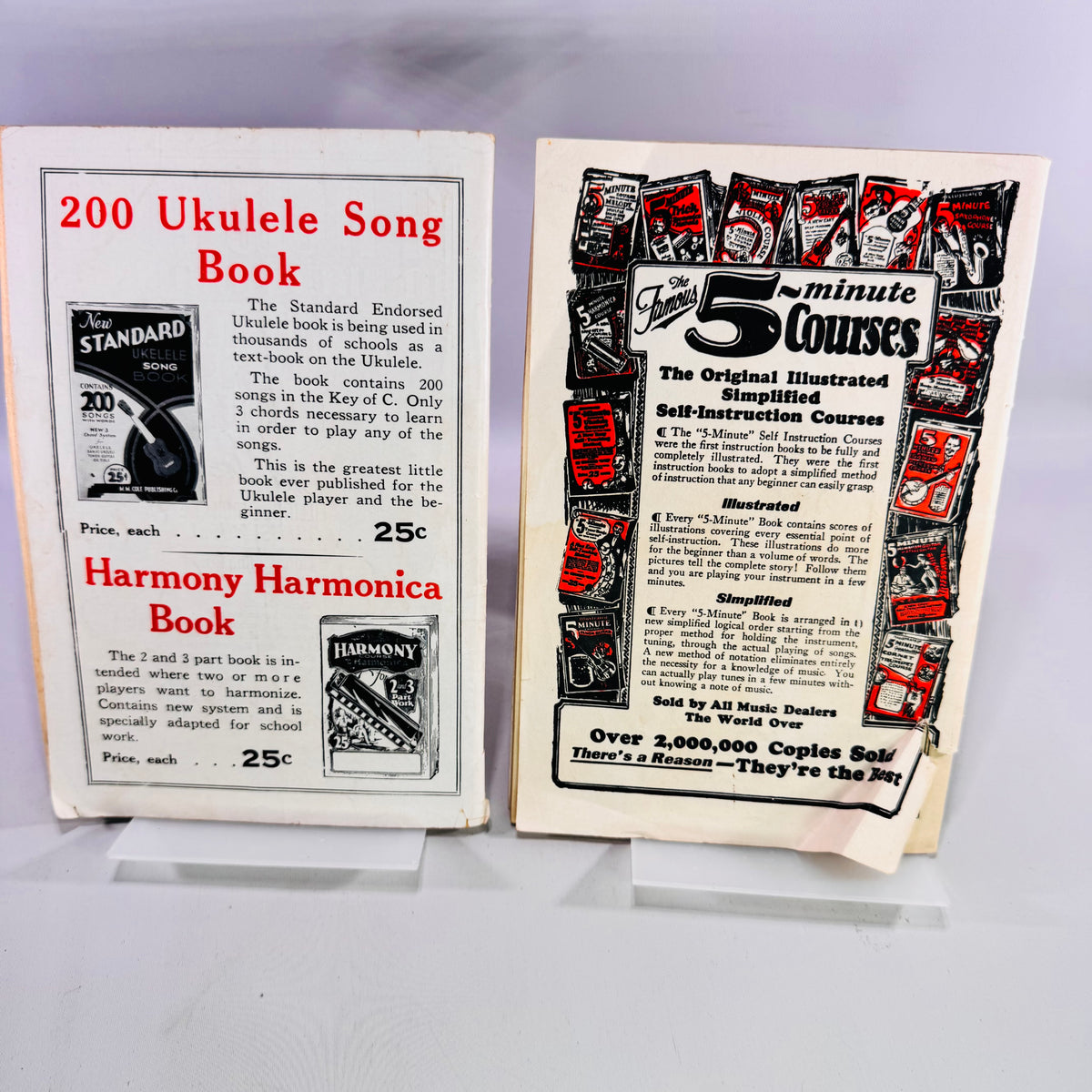 1927 Harmonica Instruction Book Bundle New Standard Course and Harmony Two and Three Part Music