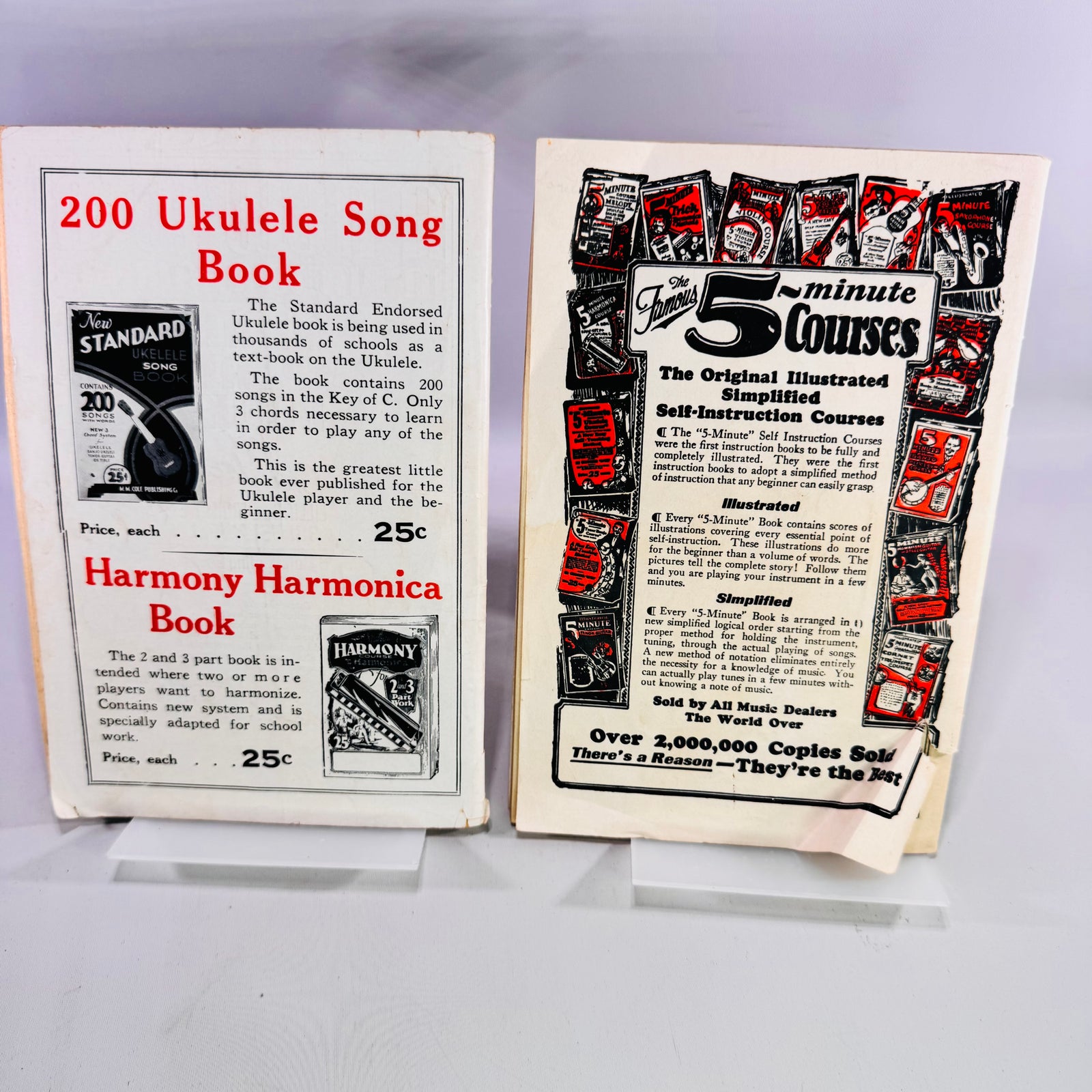 1927 Harmonica Instruction Book Bundle New Standard Course and Harmony Two and Three Part Music