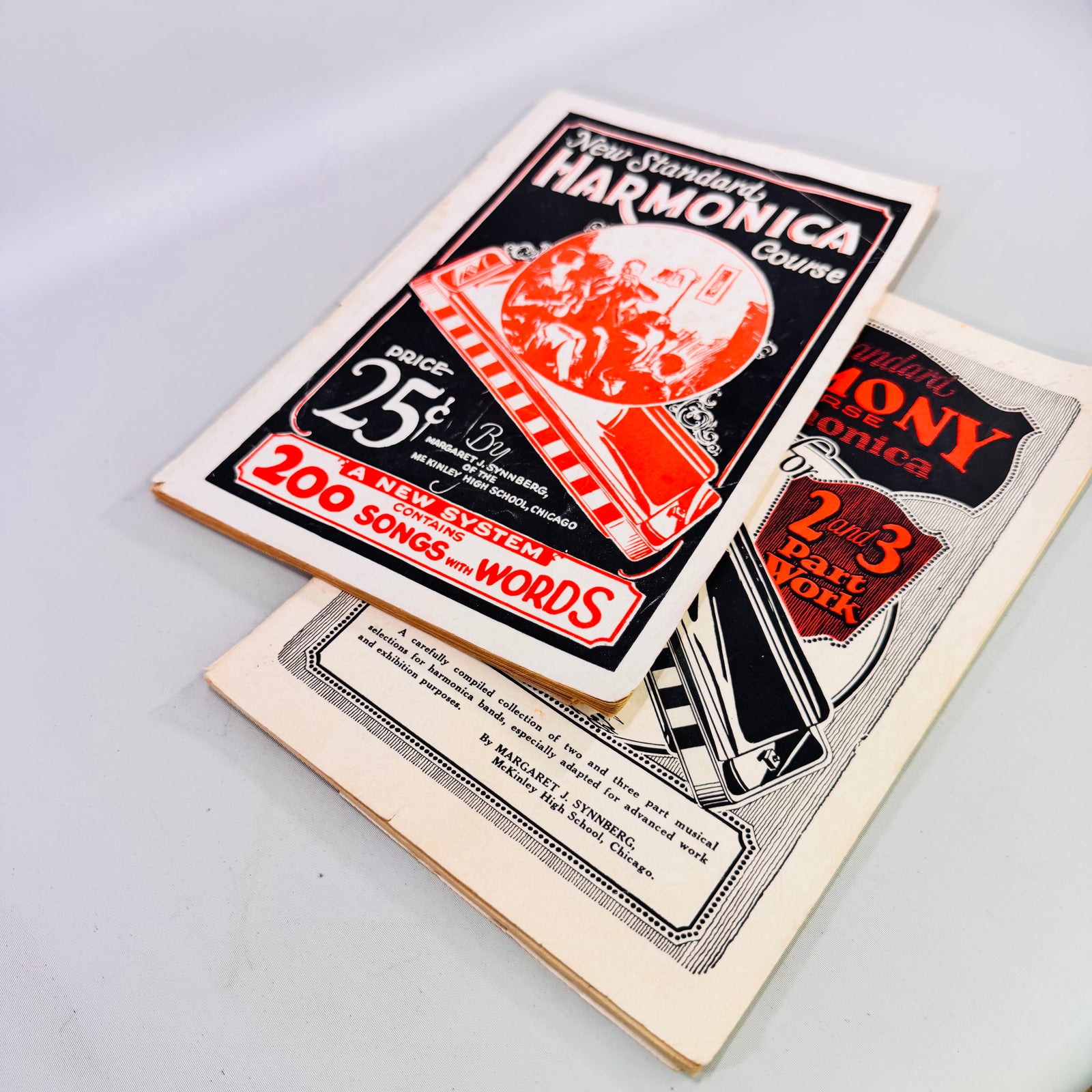 1927 Harmonica Instruction Book Bundle New Standard Course and Harmony Two and Three Part Music
