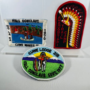 Vintage Order of the Arrow Patch Bundle (3) – CuWe Lodge 218 Fall Conclave + Anaconstia Trail Camp
