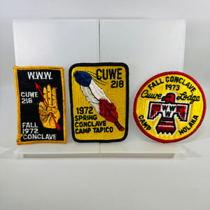 Vintage CUWE 218 Conclave Patch Lot (3) – 1972 Spring & Fall + 1973 Fall Conclave Cuivre Lodge Camp Holaka