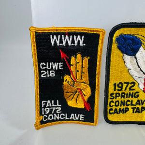 Vintage CUWE 218 Conclave Patch Lot (3) – 1972 Spring & Fall + 1973 Fall Conclave Cuivre Lodge Camp Holaka