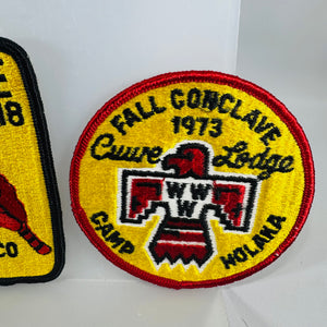 Vintage CUWE 218 Conclave Patch Lot (3) – 1972 Spring & Fall + 1973 Fall Conclave Cuivre Lodge Camp Holaka