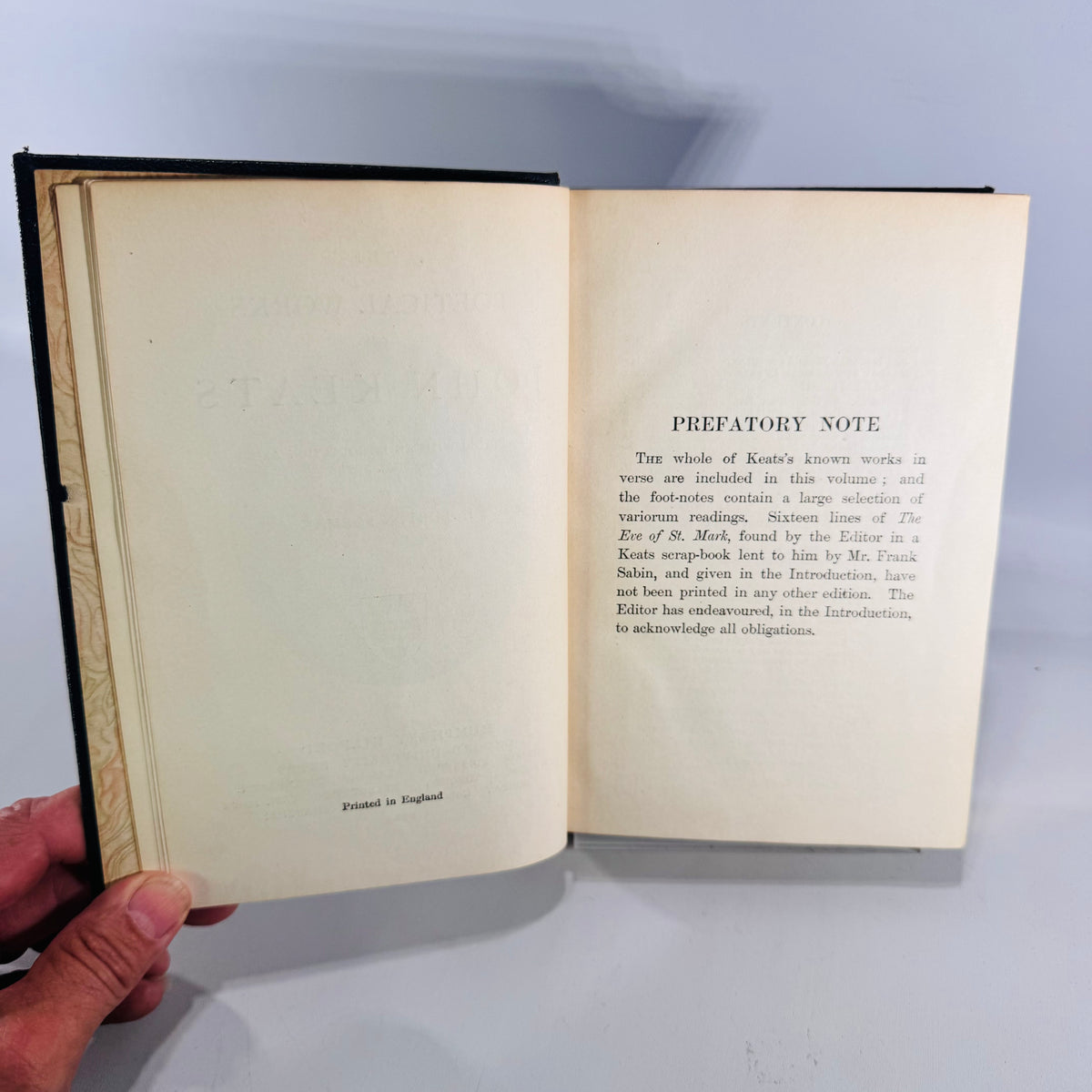 1924 Poetical Works of John Keats Oxford Edition Black Gilt Hardcover Poetry Book