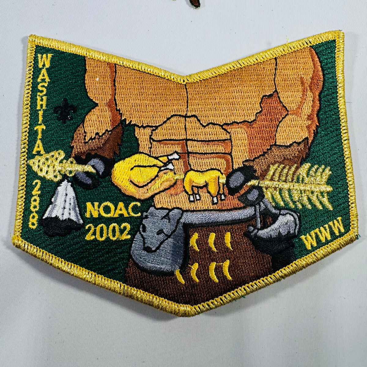 Washita Lodge 288 OA Patch Set – NOAC 2002 (WWV) Buffalo Dangle + Lodge Flap (2-Piece)