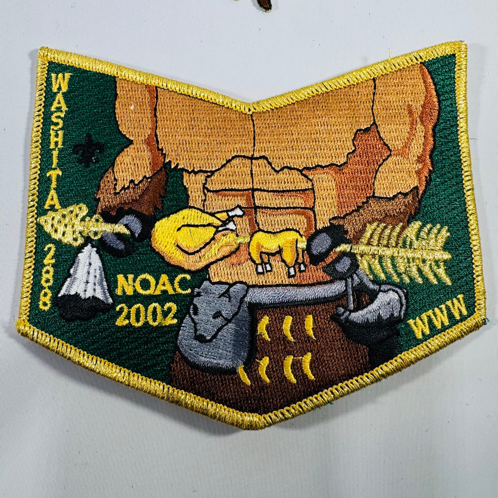 Washita Lodge 288 OA Patch Set – NOAC 2002 (WWV) Buffalo Dangle + Lodge Flap (2-Piece)
