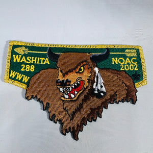 Washita Lodge 288 OA Patch Set – NOAC 2002 (WWV) Buffalo Dangle + Lodge Flap (2-Piece)