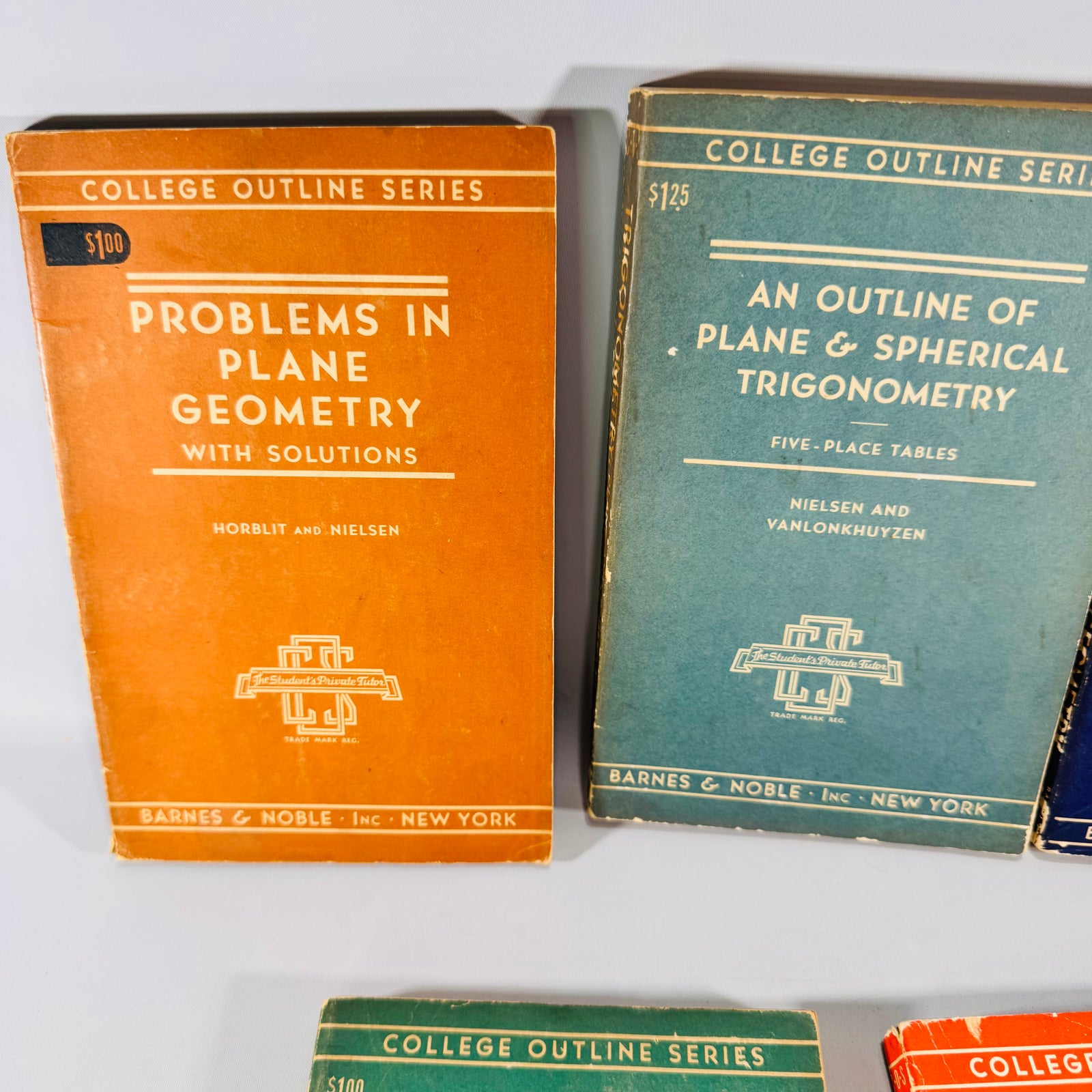1940s Mathematics Textbook Bundle 5 Barnes & Noble College Outline Series Books Algebra Calculus Geometry Trigonometry