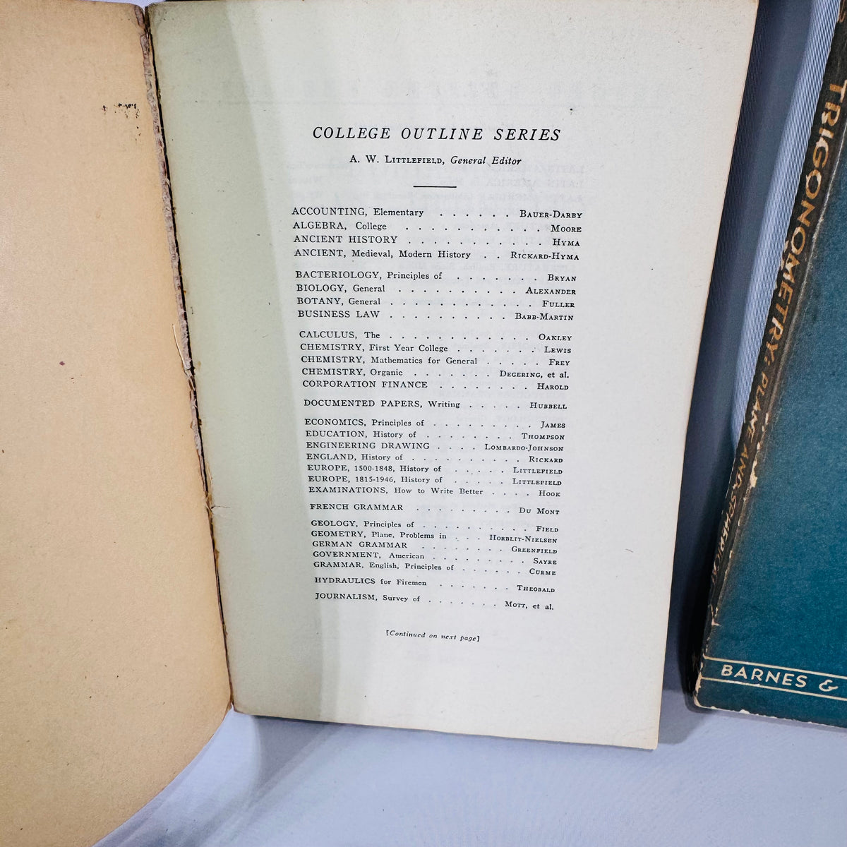 1940s Mathematics Textbook Bundle 5 Barnes & Noble College Outline Series Books Algebra Calculus Geometry Trigonometry