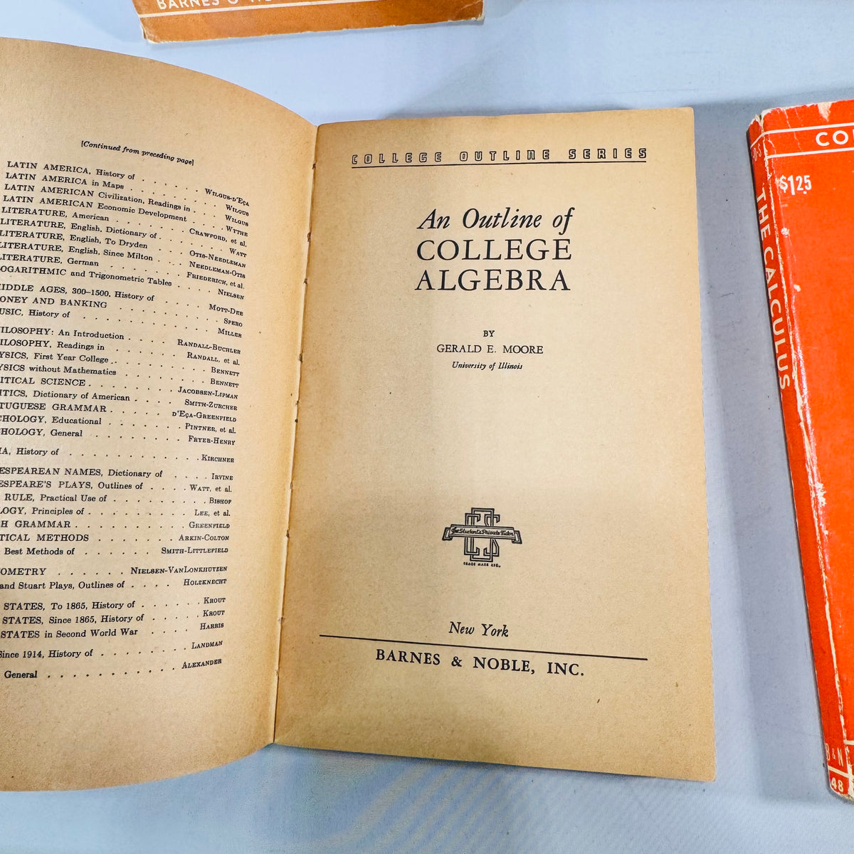 1940s Mathematics Textbook Bundle 5 Barnes & Noble College Outline Series Books Algebra Calculus Geometry Trigonometry