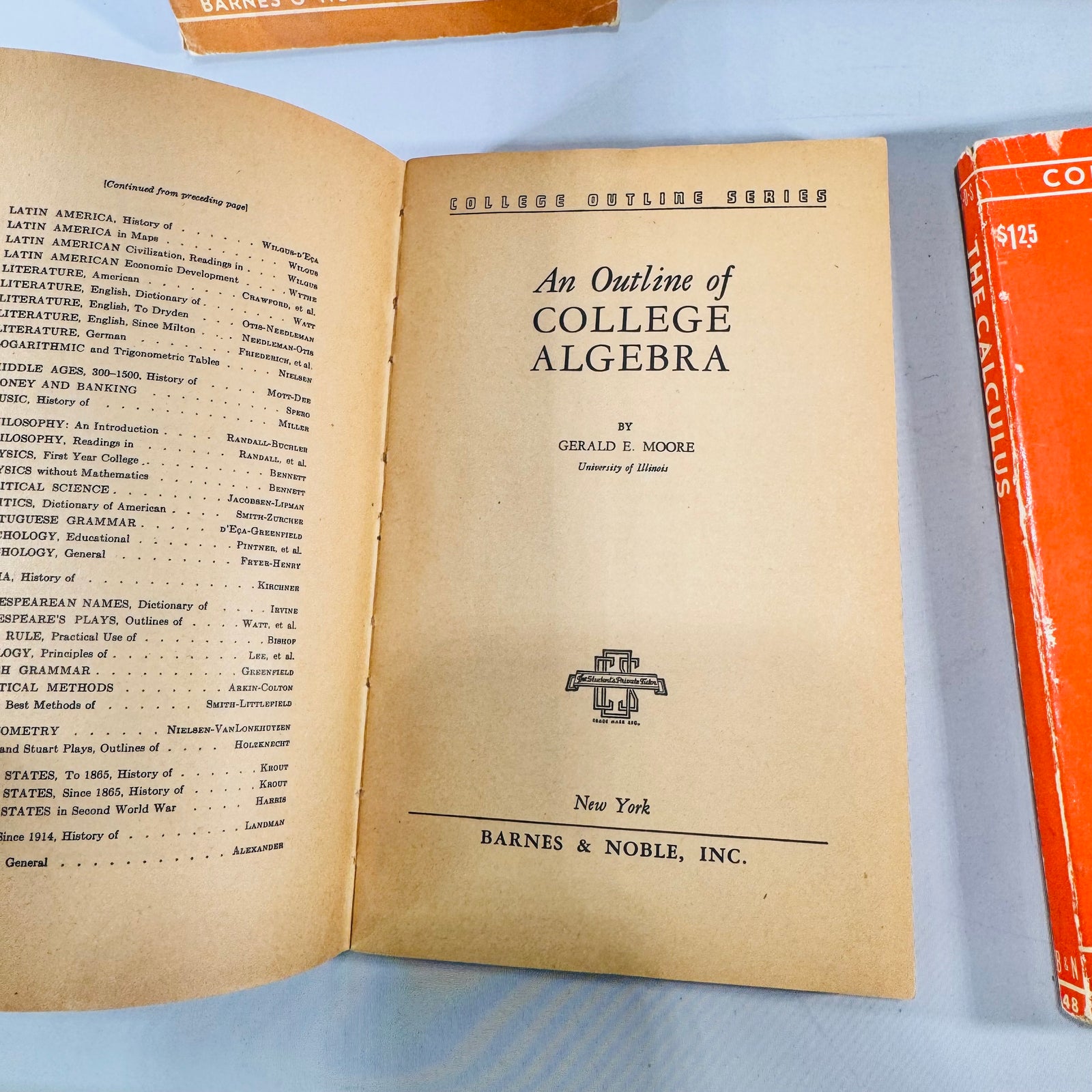 1940s Mathematics Textbook Bundle 5 Barnes & Noble College Outline Series Books Algebra Calculus Geometry Trigonometry