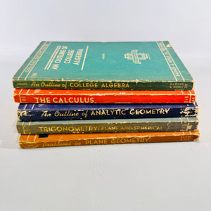 1940s Mathematics Textbook Bundle 5 Barnes & Noble College Outline Series Books Algebra Calculus Geometry Trigonometry