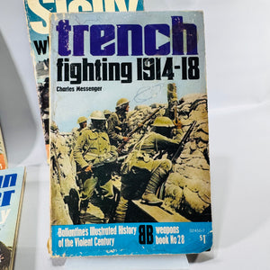 Vintage Military History Paperback Lot — Ballantine Illustrated WWII & WWI (1968–1971) — 4 Vols | France 1940, Sicily, Carpathian Disaster, Trench Fighting