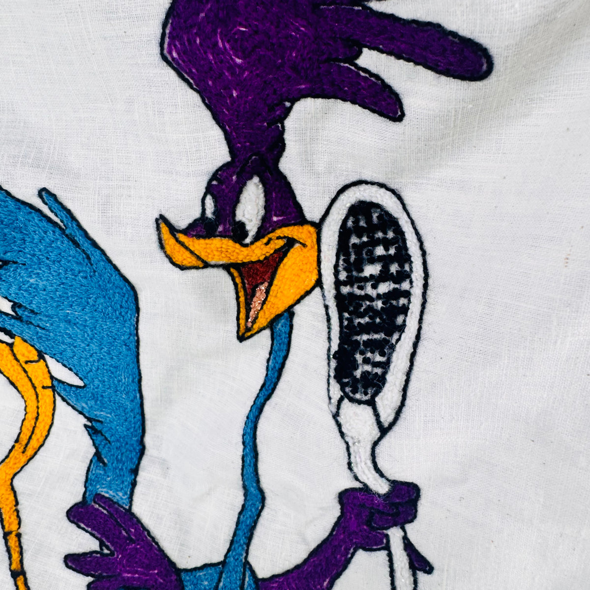 Vintage Road Runner Tennis Chenille Wall Hanging Looney Tunes Fabric Panel