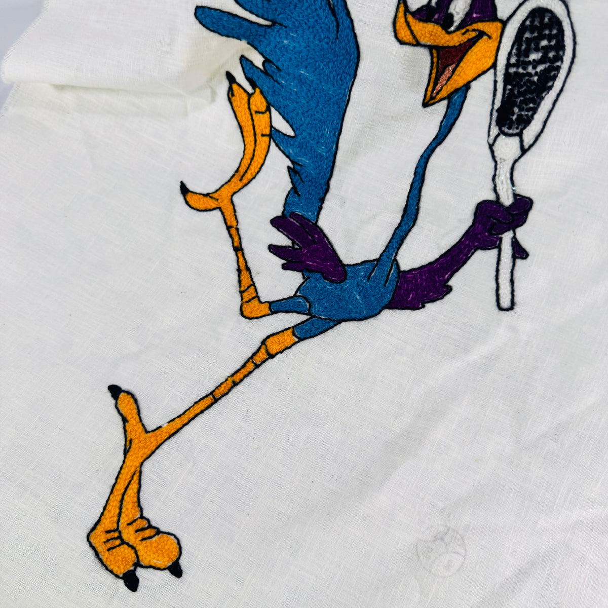 Vintage Road Runner Tennis Chenille Wall Hanging Looney Tunes Fabric Panel