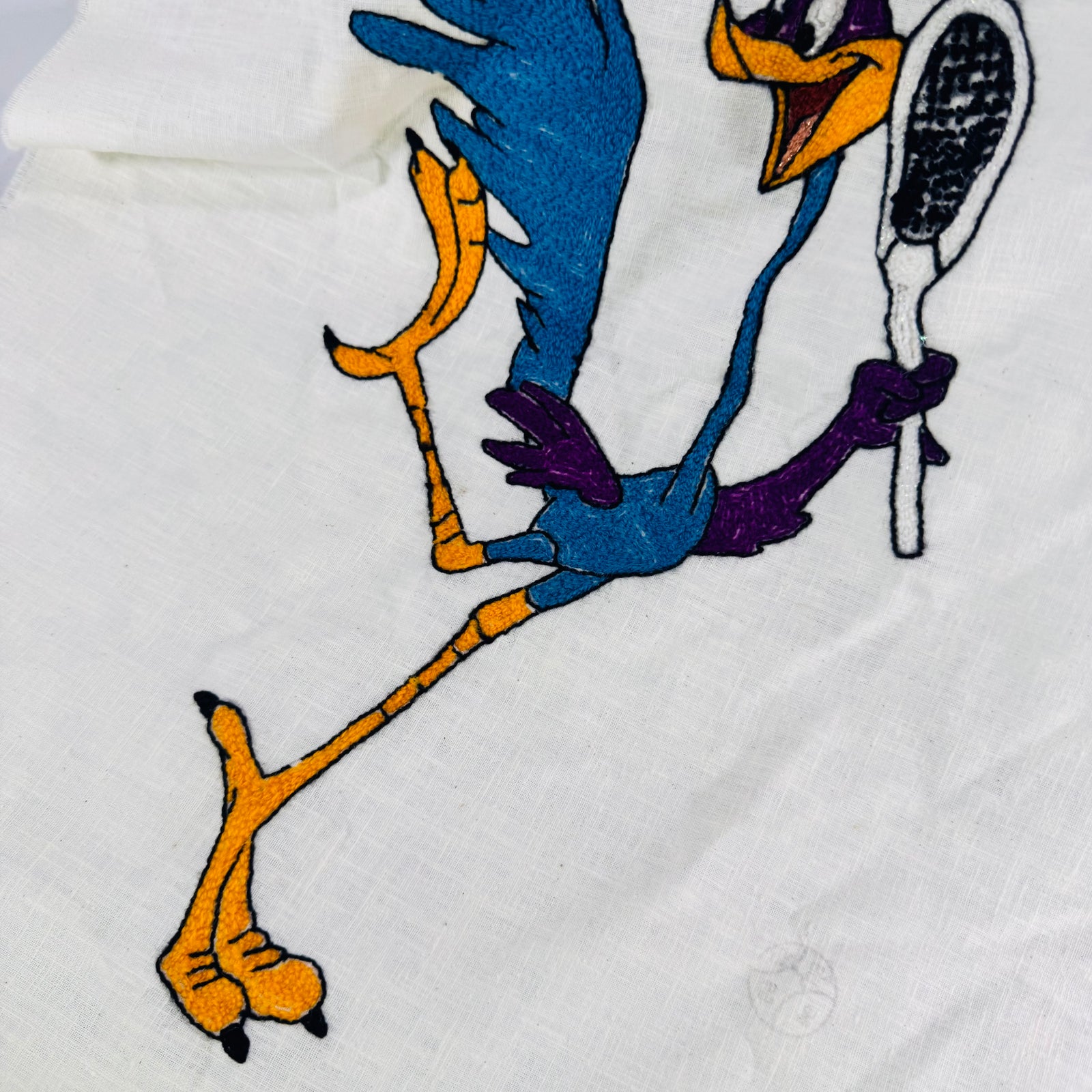 Vintage Road Runner Tennis Chenille Wall Hanging Looney Tunes Fabric Panel