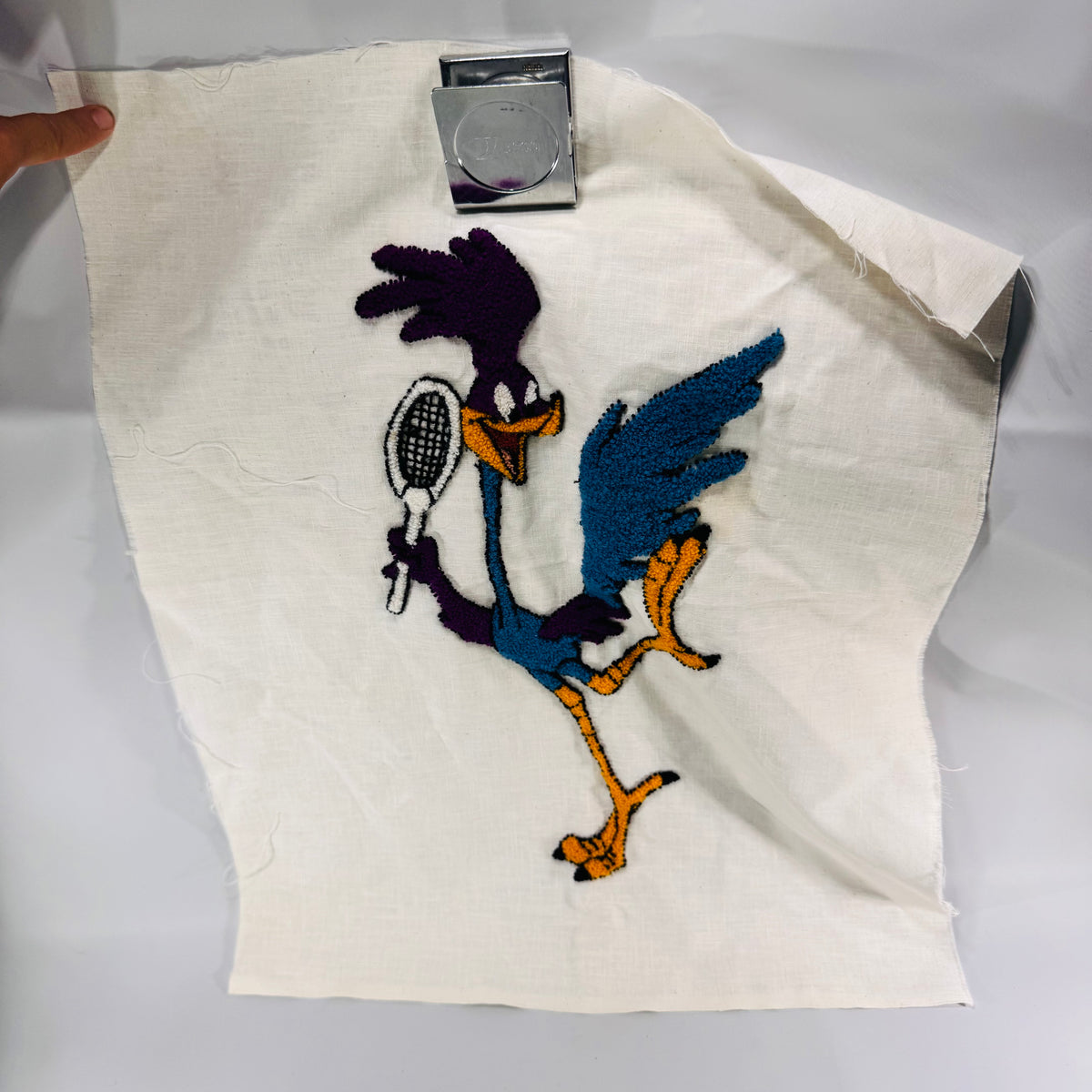 Vintage Road Runner Tennis Chenille Wall Hanging Looney Tunes Fabric Panel