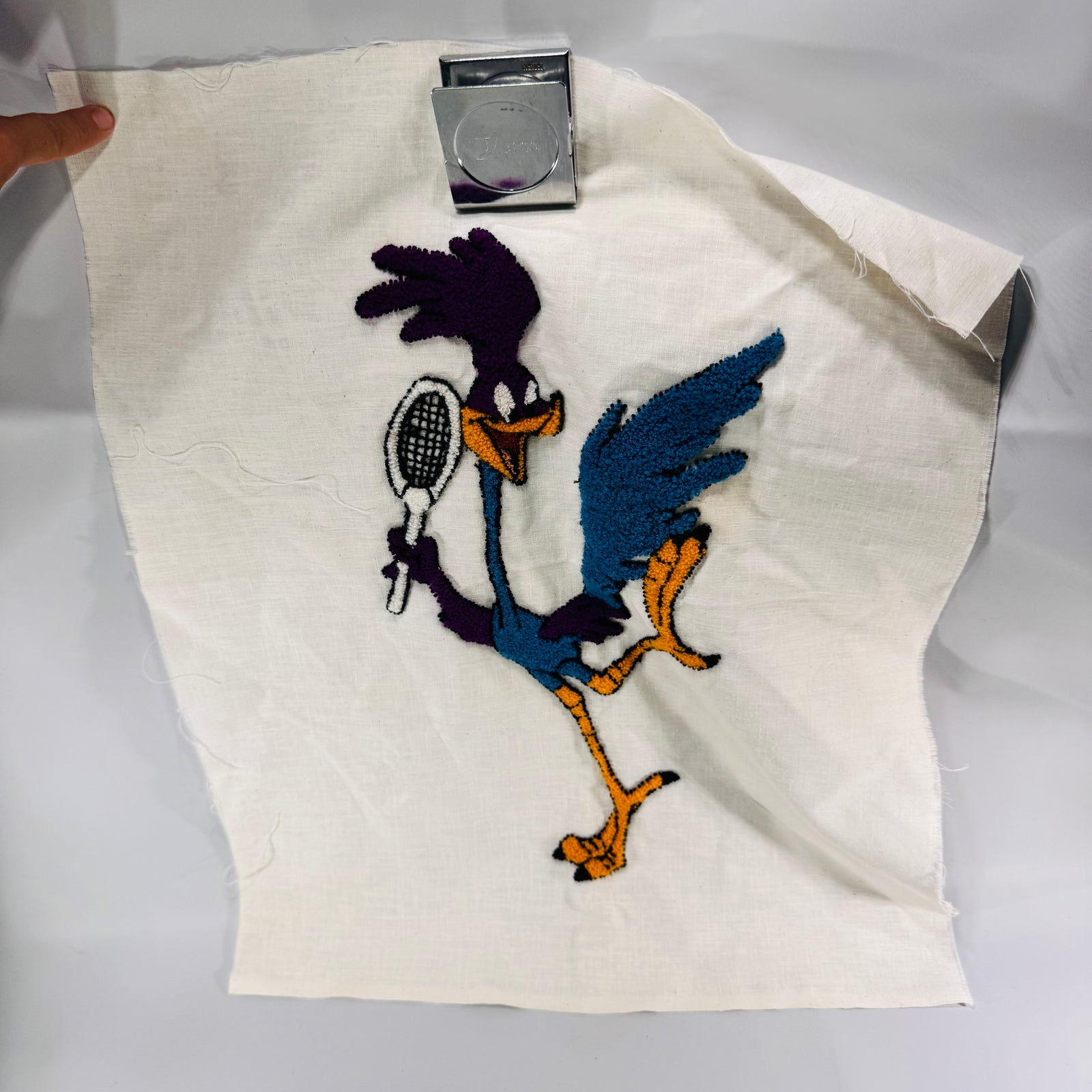 Vintage Road Runner Tennis Chenille Wall Hanging Looney Tunes Fabric Panel