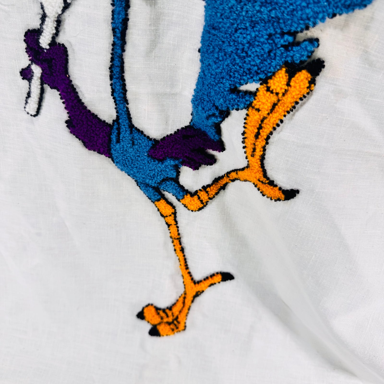 Vintage Road Runner Tennis Chenille Wall Hanging Looney Tunes Fabric Panel
