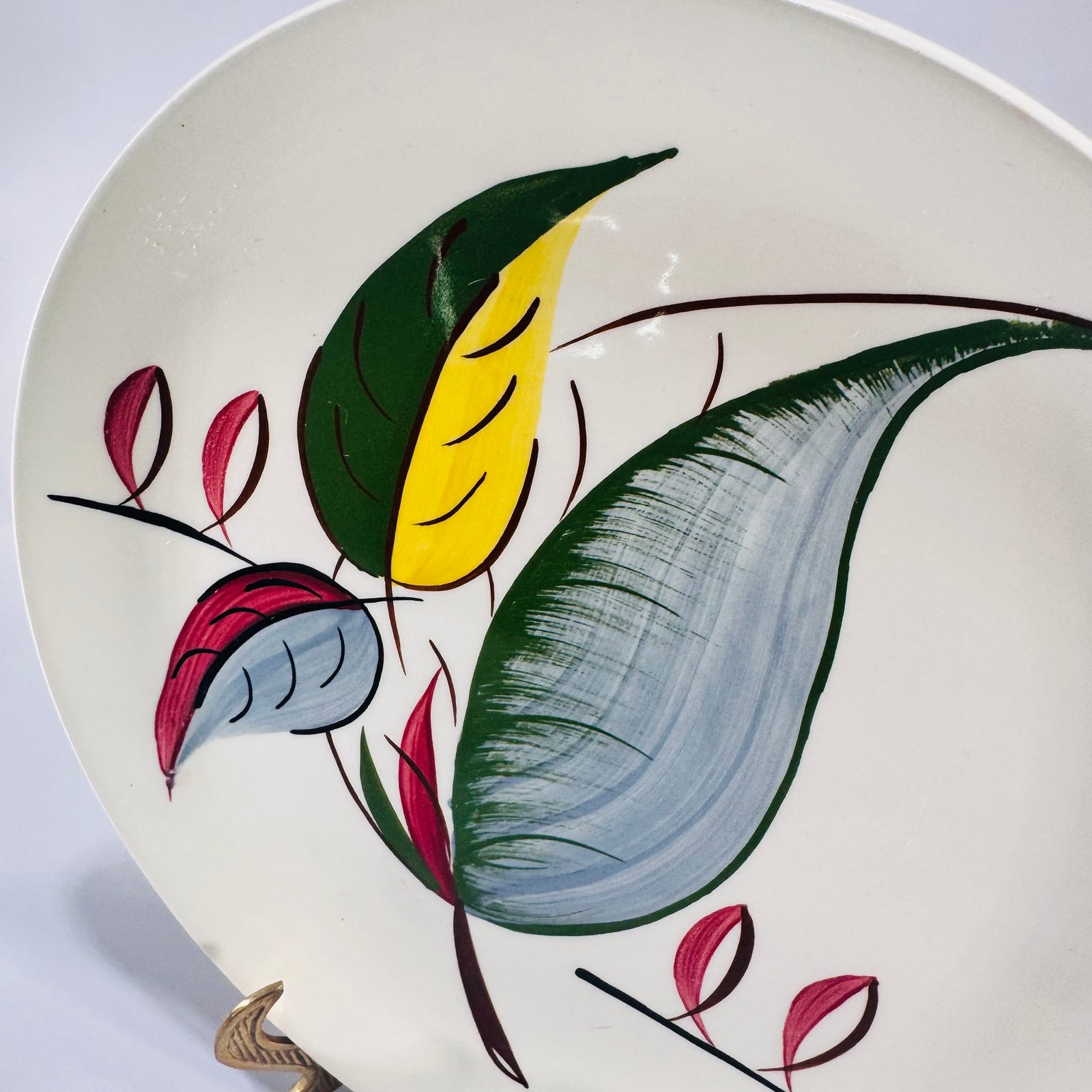 Blue Ridge Fantasia Dinner Plate Hand Painted Southern Potteries Mid Century Leaf Pattern