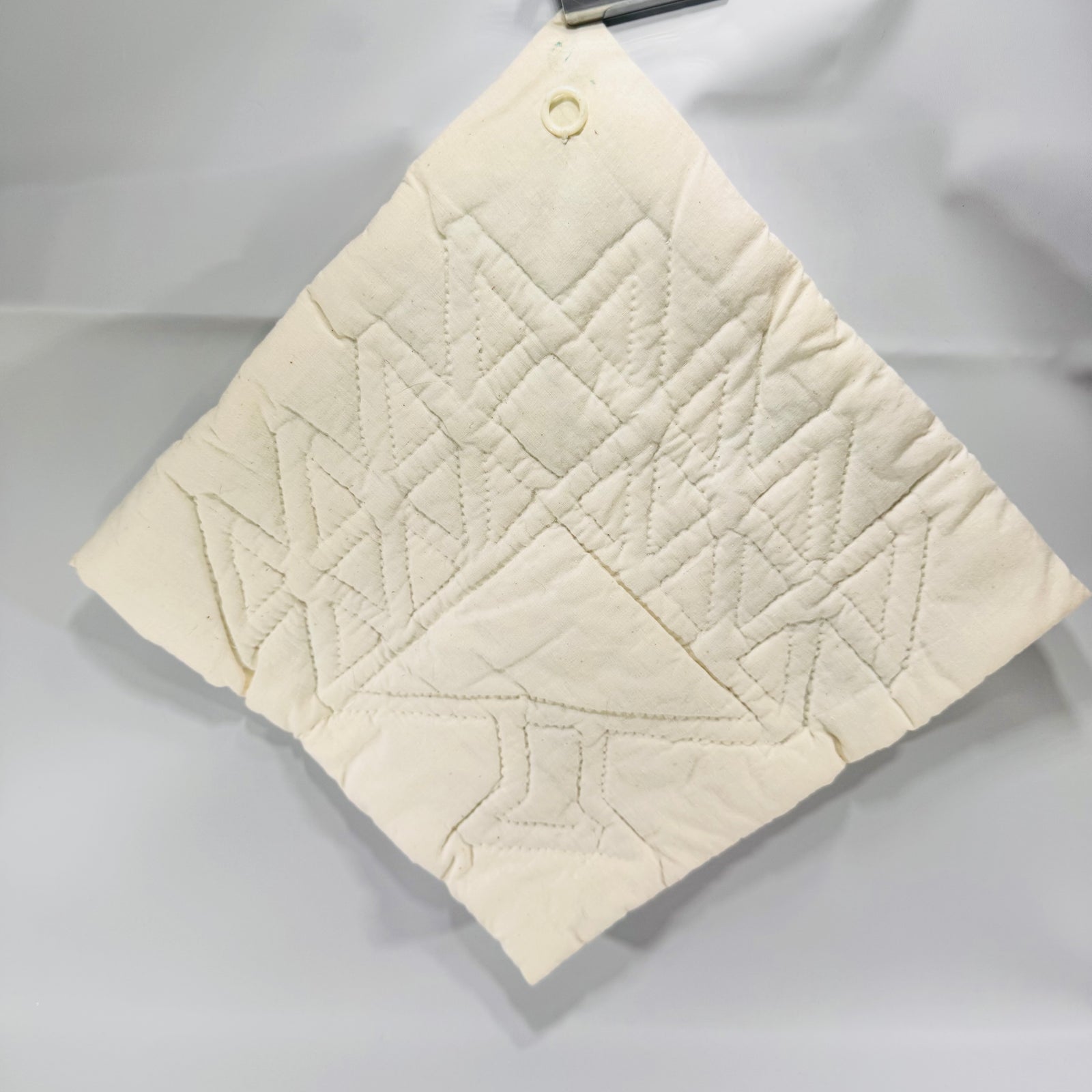 Handmade Christmas Tree Quilted Potholder Vintage Green Calico Holiday Hot Pad