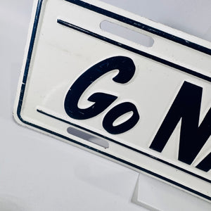 Vintage Go Navy Booster License Plate Embossed Metal Military Display Sign