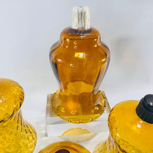Vintage Amber Glass Peg Votive Cups Bundle Homco Style Sconce Candle Inserts Set of 4