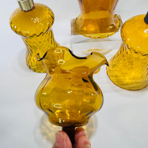 Vintage Amber Glass Peg Votive Cups Bundle Homco Style Sconce Candle Inserts Set of 4