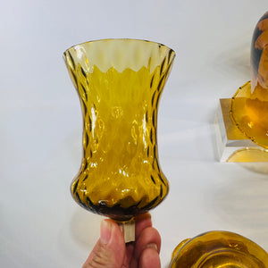 Vintage Amber Glass Peg Votive Cups Bundle Homco Style Sconce Candle Inserts Set of 4