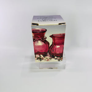 Pilgrim Cranberry Glass Mini Pitcher Hand Blown Creamer with Original Box