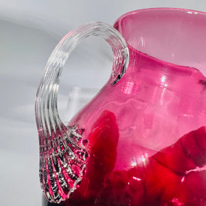 Pilgrim Cranberry Glass Mini Pitcher Hand Blown Creamer with Original Box