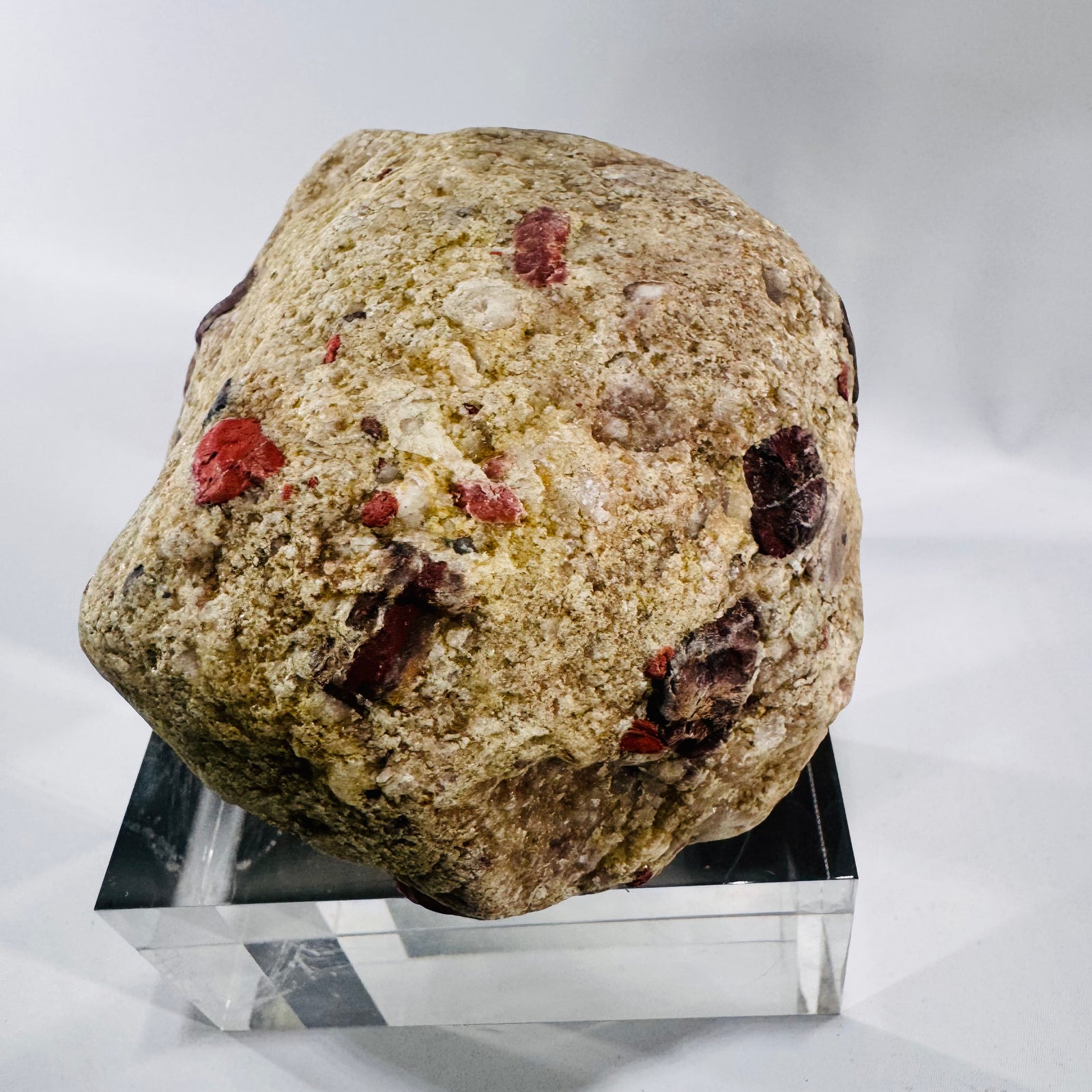 Michigan Puddingstone Specimen Green Matrix Red Jasper Quartzite Display Rock